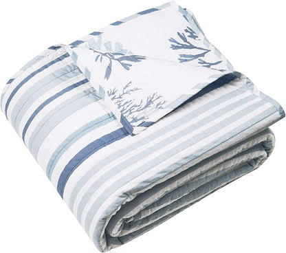 Levtex Home - Truro - Throw - Stripe in Shades of Blue - Throw Size 50x60in. - Cotton/Cotton