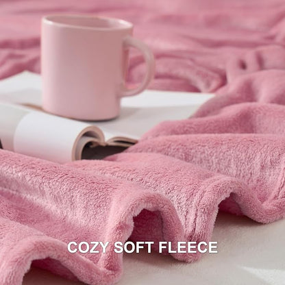 Hansleep Fleece Dusty Rose Full Blanket, Super Soft Flannel Fuzzy Plush Cozy Blanket for All Seasons, Dusty Rose, Full 84x90 Inches