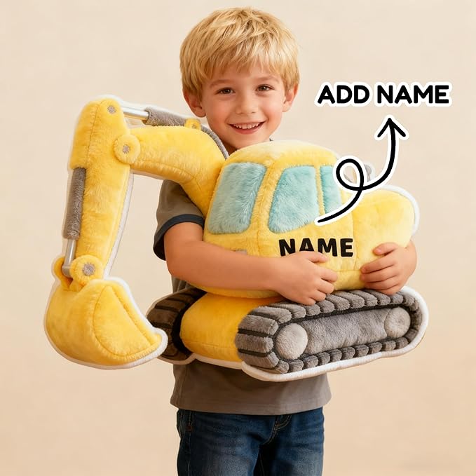 Custom Excavator Shaped Pillow Personalized Double-Sided Printed Cute Pillow Customized Christmas Party Commemorative Gift Sofa Decorative for Boys and Girls 8-32in