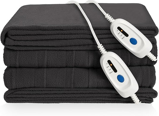 Electric Heated Blanket Queen Size 84"x90" Microplush Cover Blanket 4 Heat Settings & 10 Hours Auto Off, Cozy & Breathable, Warm All Night, Iron Grey