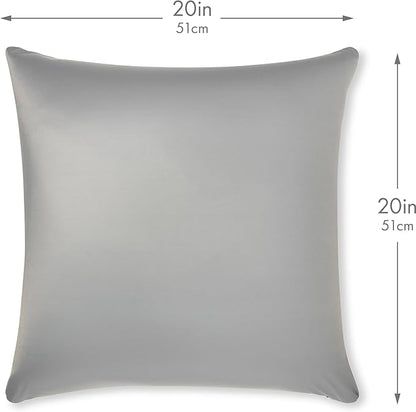 PILLOWY 20" x 20" Throw Pillow - Light Grey: 1 PCS Luxurious Premium Microbead Pillow with 85/15 Nylon/Spandex Fabric. Forever Fluffy, Outstanding Beauty & Support. Silky, Soft & Beyond Comfortable
