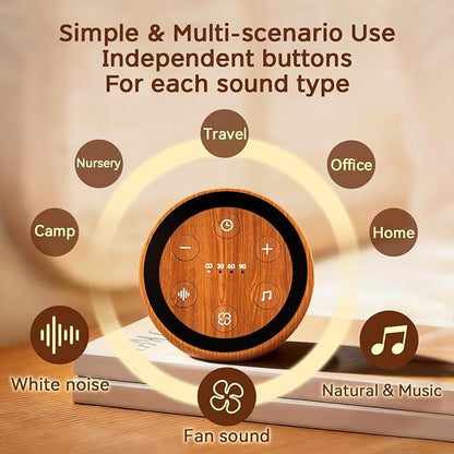 Battery Small Sound Machine White Noise Machine for Baby Kid Adult with 32 Calming Sounds 32 Volume Levels Portable Sleep Brown Noise Machine with 4 Timer Memory Function for Travel Office Privacy