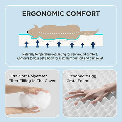 Bedsure Cooling Dog Bed for Crate - Extra Large Comfy Flat Puppy Beds with Removable Washable Cover, Orthopedic Egg Crate Foam Pet Mat, Suitable for Pet Up to 90 lbs