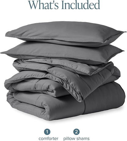 Bare Home Comforter Set - Oversized Queen Size - Ultra-Soft - Goose Down Alternative - Premium 1800 Series - All Season Warmth (Oversized Queen, Grey)
