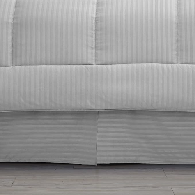 King Size Comforter Set 8 Piece Bed in a Bag with Bed Skirt, Fitted Sheet, Flat Sheet, 2 Pillowcases, 2 Pillow Shams, King, Dobby Silver