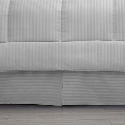 King Size Comforter Set 8 Piece Bed in a Bag with Bed Skirt, Fitted Sheet, Flat Sheet, 2 Pillowcases, 2 Pillow Shams, King, Dobby Silver