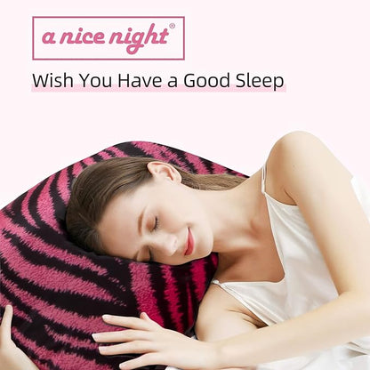 A Nice Night Zebra Printed,Satin Silky Soft Quilt Sexy Luxury Super Soft Microfiber Comforter Quilt Bedding Comforter Set, Light Weighted (Rose, Queen(88-by-88-inches))