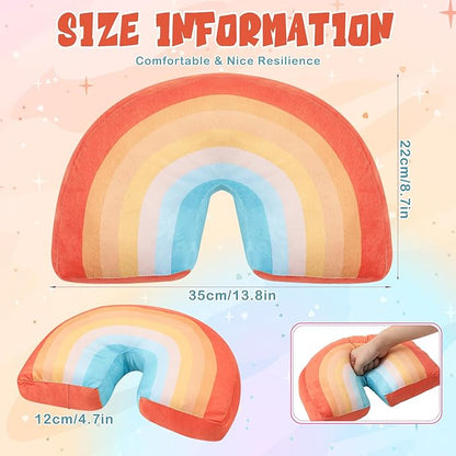 Chunful Rainbow Pillow for Girls Kids 13.8 x 8.7 x 4 Inch Plush Cute Rainbow Throw Pillow Arch Shaped Cushion Stuffed Decoration for Bed Chair Room Home Decor Easter Day(Neutral Bohemian,2 Pcs)