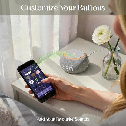 Sound Machine for Sleep White Noise Machine for Adults Night Light, Luna Pro 507 Soothing Sounds, Dual-stage Alarm&Snooze, Smart App Control Custom Buttons, Dimmable Clock Timer for Baby Kids