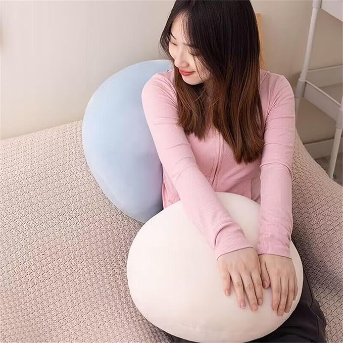 MOJUN Round Throw Pillow, 15.7" Soft Solid Color Round Sofa Lumbar Pillow Floor Pillow Home Decorative Pillow Cushion for Couch Car Living Room Bedroom, Warm White