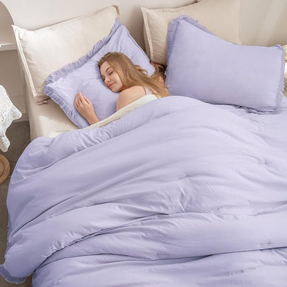 Andency California King Comforter Set Lavender - Purple 3 Pieces Cal King Boho Lightweight Bedding Comforter Sets, Oversized All Season Tassel Soft Fluffy Bed Set (104x96In Comforter & 2 Pillowcases)