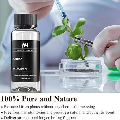 Hotel Scents Diffuser Oil Zarwa 120ml – Aventus Inspired Scent – Luxury Essential Oil for Diffuser – Lemon, Cedarwood, Patchouli – Home Hotel Aroma Oil – Waterless & Ultrasonic Diffuser Refill