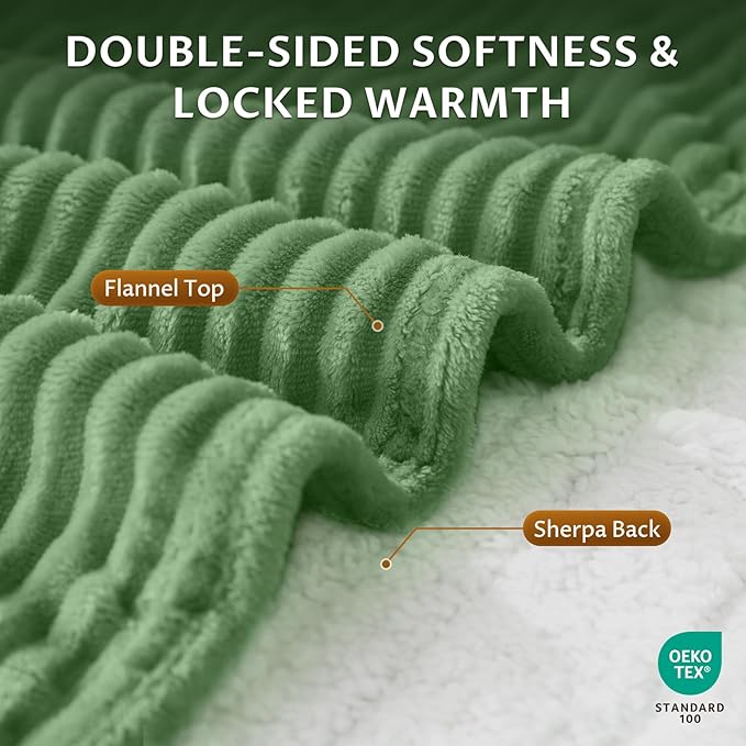Reaks Electric Heated Blanket Twin, Silky Soft Flannel & Sherpa Twin Electric Blanket with 9 Heat Levels & 2-10 Hours Auto Off, Warm Gifts for Women Mom Grandma, ETL Certified (62x84 inches, Green)