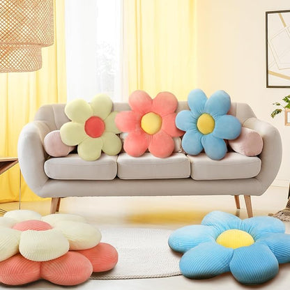 Sratte 6 Pcs Flower Pillows Flower Shaped Throw Pillows Cute Daisy Pillow Seating Cushions for Adults Reading Leisure Home Bedroom Sofa Chair Couch Decor(Classic Color,15.75 Inch)