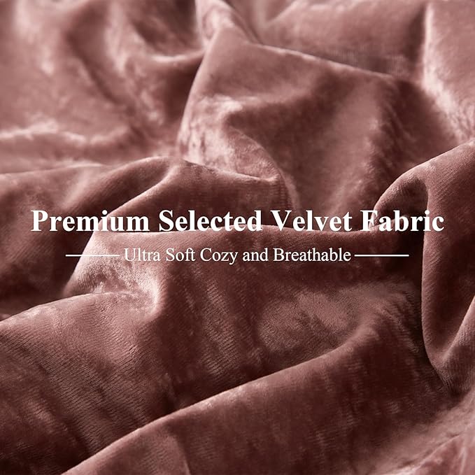 Ivellow Crushed Velvet Comforter Set King, Lightweight Comforter Set, 5pcs Ultra Soft Breathable Pink Comforter Set, Luxury Cozy Flannel Comforter King Size (1 Comforter,2 Pillow Shams, 2 Euro Shams)