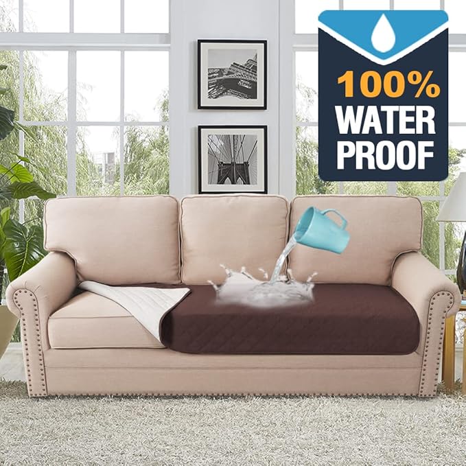 H.VERSAILTEX Couch Cover for Dogs Washable 100% Waterproof Sofa Cushion Cover Dog Bed Cover Non-Slip Pet Blanket for Sofa Cushion Protector, 35" x 74", Brown