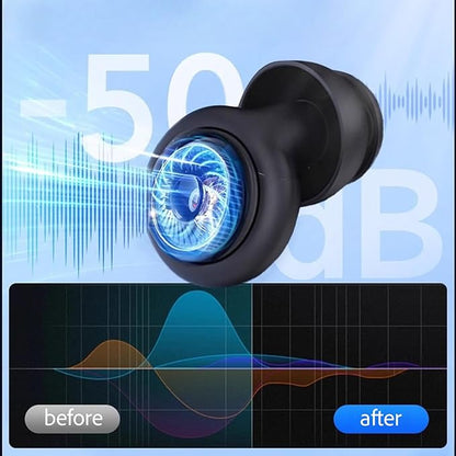50dB Noise Cancelling Ear Plugs for Sleeping - Reusable High-Fidelity Earplugs for Snoring, Concerts, Travel, Side Sleepers, Silicone Ear Plugs with 10 Comfort Tips