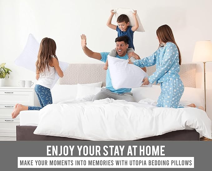 Utopia Bedding Bed Pillows Queen Size Set of 4 (White), Down Alternative Pillows for Sleeping, Cooling Hotel Quality Pillow Set for Back, Stomach or Side Sleepers