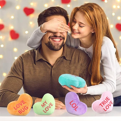 Kathfly 16 Pcs Valentine's Day Conversation Heart Plush Throw Pillows Candy Plush Conversation Hearts Valentines Stuffed Throw Pillow Decoration for Wedding Holiday Party Favors(Multicolor)