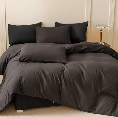 Houseri Dark Brown Comforter Set Twin 3 Piece Dark Chocolate Bedding Twin Size Lightweight Black Coffee Bed Set Soft Comfy Quilt Blanket Twin
