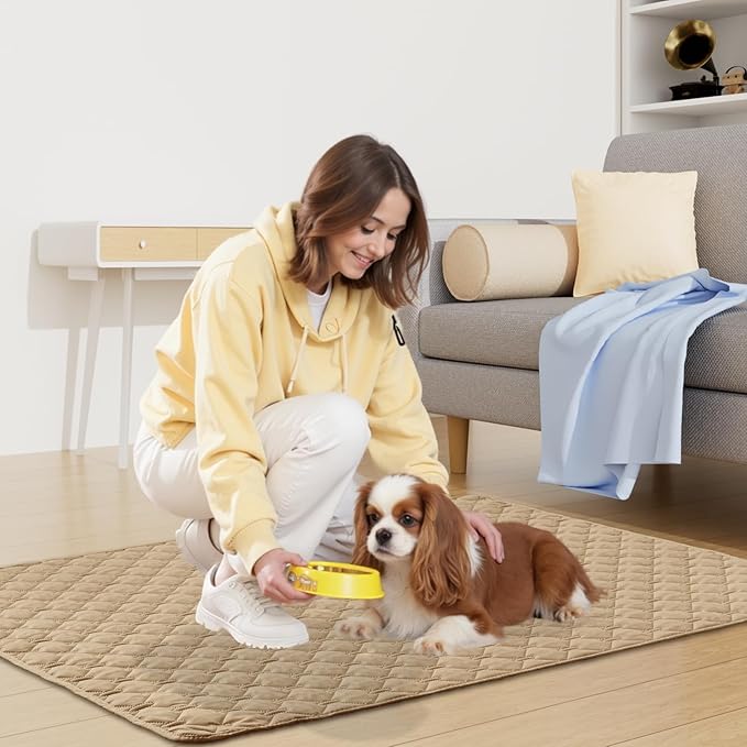Smiry Waterproof Dog Bed Cover Blanket, Soft Reversible Pet Blanket, Washable Leakproof Cats Dogs Couch Cover for Sofa, Couch, Furniture (40x50 Inch, Camel/Beige)