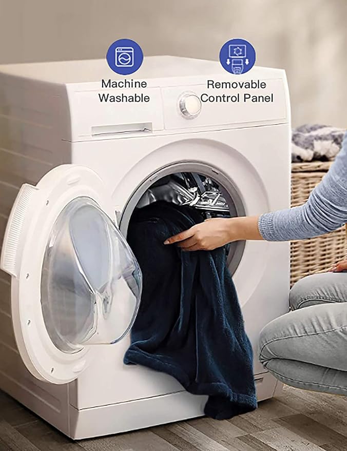 Vagueior Electric Heated Blanket Full Size 72'' x 84'' Extra-Warm Lightweight Cozy Luxury Electric Blanket Machine Washable with 3 Heating Levels Auto-Off Machine Washable - Blue ETL Certification
