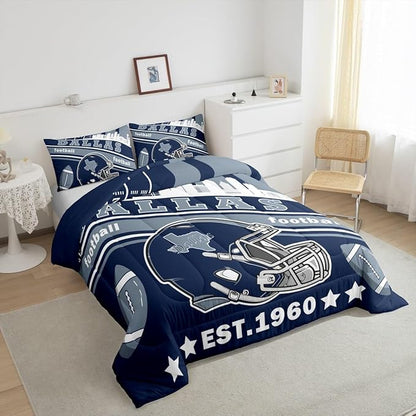 Feelyou Football Bedding Set Toddler Size Boys Girls Rugby Sports Comforter Set Microfiber Women Men Football City Duvet Quilt Bedroom Decor