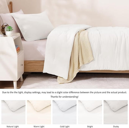 WRENSONGE Twin/Twin XL Comforter Set for Girls Boys Teens, 1 White Comforter & 1 Pillow Sham, Soft Lightweight Kids Comforter Sets for All Seasons Dorm Bedding