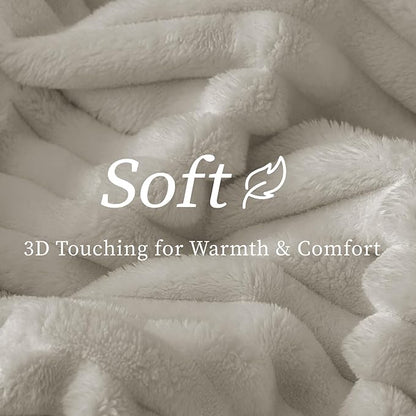 BEDELITE Fleece Throw Blanket for Couch - 300GSM Soft & Warm Fluffy Light Grey Blanket, Decorative and Giftable Striped Blankets for Women, Men, 50"x60"