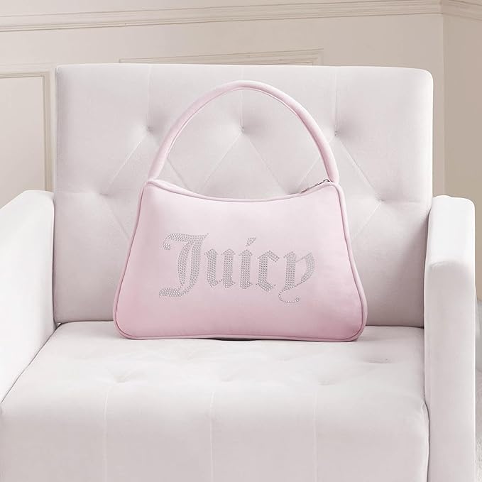 Juicy Couture Purse Shaped 10" x 16" Decorative Pillow, Light Pink