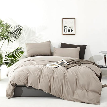 Cottonight Beige Khaki Comforter Set King Light Khaki Bedding Comforter Set Oatmeal Solid Blanket Quilts Modern Soft Breathable 3 Piece Cream Coffee Bedding Set for Women Men King Bed