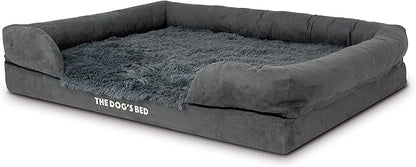 The Dog’s Bed Orthopedic Memory Foam Dog Bed with Bolsters, Fur Fabric, Grey Fur, XL