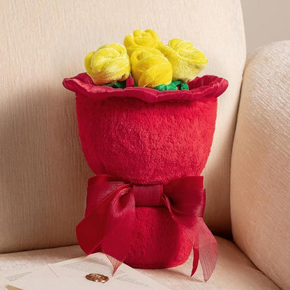 Phantoscope Valentine Pillows, Handcrafted Plush Rose Bouquet Shaped Pillow Valentines Day Decorations Throw Pillow for Home Living Room Sofa Couch, Red, 10.5 X 10 Inches
