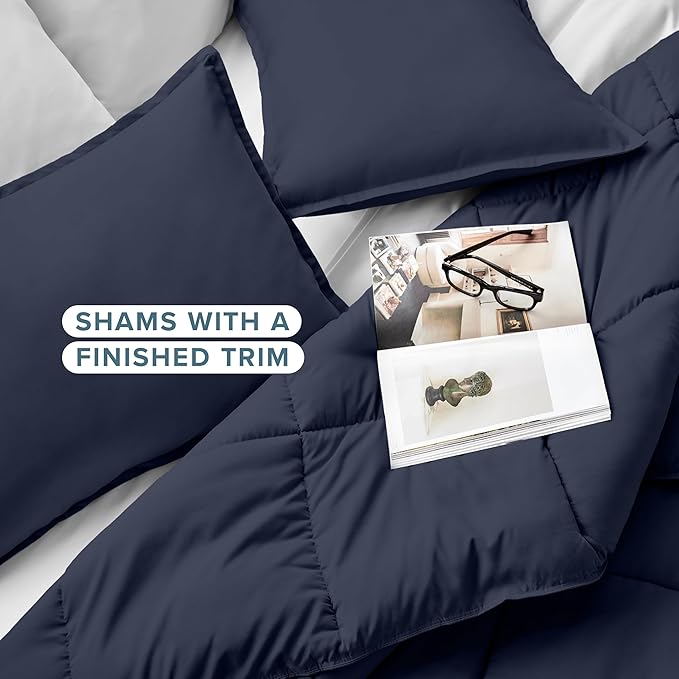 Bare Home Comforter Set - Full Size - Ultra-Soft - Goose Down Alternative - Premium 1800 Series - All Season Warmth (Full, Midnight Blue)