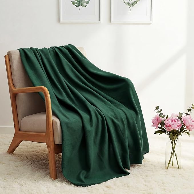Kinlop Fleece Blanket Bulk 60 x 50 Inch Soft Lightweight Fleece Cozy Blanket Warm Throw Plush Pet Throw for Bed Couch Sofa Home Office Wedding Gifts Travel Camping(Green Tones)