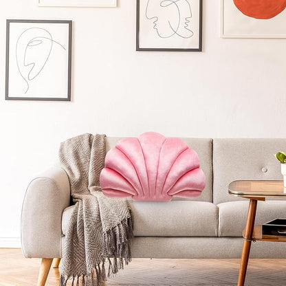 Marsui Pink 3D Throw Pillows Seashell, 18 x 13 in Inch Gift Shell Shaped Preppy Room Decor Party Mermaid Pink Room Home Decorative Soft Plush Chair Cushion Cute for Sofa Bed Living Couch