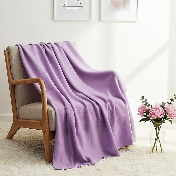 Kinlop Fleece Blanket Bulk 60 x 50 Inch Soft Lightweight Fleece Cozy Blanket Warm Throw Plush Pet Throw for Bed Couch Sofa Home Office Wedding Gifts Travel Camping(Purple)