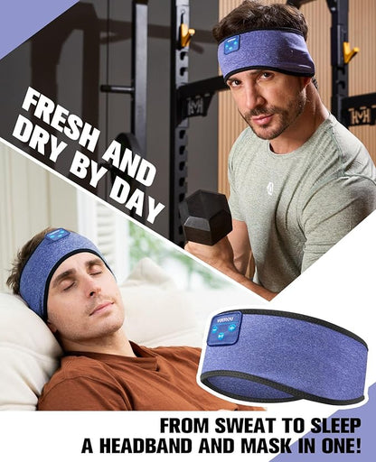 Voerou Sleep Headphones Wireless Bluetooth Sweatproof Headband, Sleeping Headphones with Ultra-Thin Stereo Speakers for Side Sleepers, Sleeping, Workout, Running, Yoga, Air Travel, Meditation