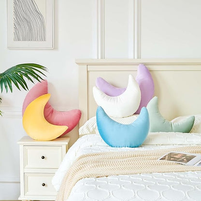 Yellow Moon Pillow, 14.9" Cute Soft Velvet Half Moon Shape Plush Decorative Throw Pillows Cushions Room Decor for Couch Bedroom Living Room