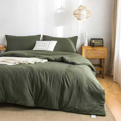 COTTEBED Ultra-Soft Cozy Twin Bedding Comforter Sets Bed, Lightweight All Season Use Warm Fluffy, Made with Washed PolyCotton Microfiber Fabric,1 Comforter 1 Pillow Sham, Twin/Twin XL Dark Olive Green