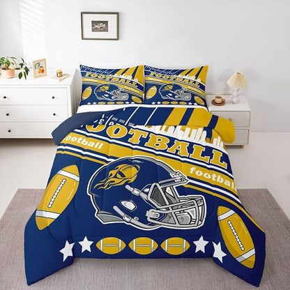 Feelyou Football Bedding Set Women Men Full Size Rugby Sports Comforter Set Sports Themed Boys Girls Football City Duvet Quilt Bedroom Decor