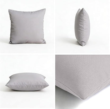 JMGBird Water-Resistant Outdoor Pillows Set of 2, 18x18 inch Durable Pure Grey Throw Pillows with Inserts for Patio Furniture