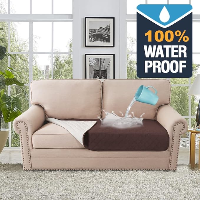 H.VERSAILTEX Couch Cover for Dogs Washable 100% Waterproof Sofa Cushion Cover Dog Bed Cover Non-Slip Pet Blanket for Sofa Cushion Protector, 35" x 62", Brown