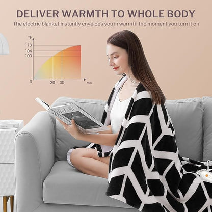 VENTIMI Electric Blanket Heated Throw, 72" x 84" Heated Blanket with 9 Heat Levels & 2 to 10 Hours Auto Off, Fast Heating Blankets with ETL & FCC Certification, Black