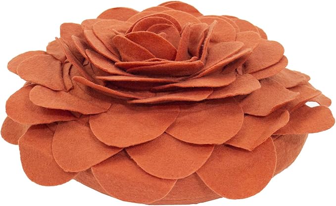 Fennco Styles Eva's Flower Garden Decorative Filled Throw Pillow 13" Round - Terracotta Floral Accent Pillow for Home, Couch, Bed, Living Room, Holiday and Office Décor