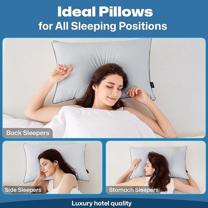 GOHOME Pillows King Size Set of 4 - Bed Pillows for Sleeping 4 Pack, Cooling Supportive Hotel Pillows with Premium Soft Down Alternative Fill for Side Stomach and Back Sleepers