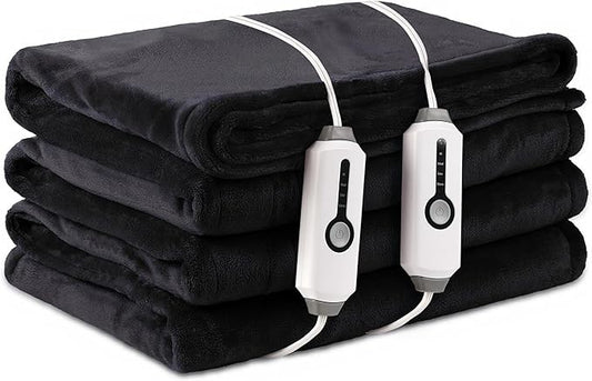 Electric Heated Blanket King Size 90"×100", Comfortable & Luxurious Flannel, 4 Heating Levels & 10 H Auto Shut Off, Dark Grey