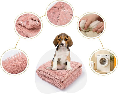 Pink Calming Dog Blanket Waterproof Pet Blankets Fluffy Long Faux Fur Cat Throw Blankets for Couch Furniture Protector Love Bed Cover Washable(Pink,M)