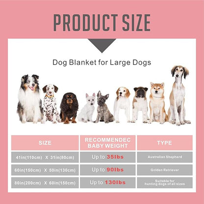 Dog Blankets for Large Dogs,Washable Pet Blanket, Soft Crate Bed with Paw Pattern for Kennel/Couch, Grey & Pink 80x60 Inch