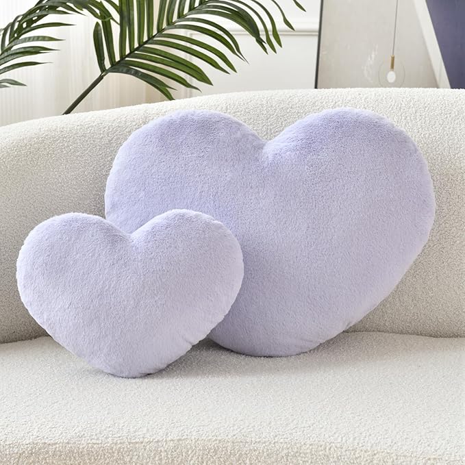 Petrella Throw Pillows Heart Pillow Cute Fuzzy Pillows for Bed Livingroom Home Decor Cushion Decorative Aesthetic Preppy Pillows Purple,Small 13"x10"